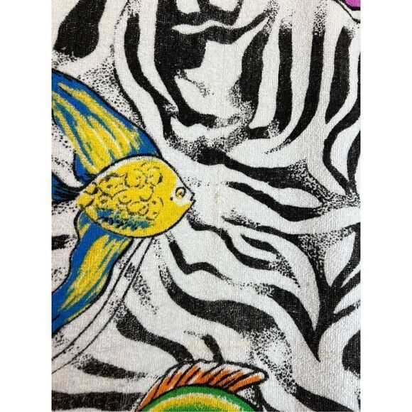 Vintage Beach Towel 80s 90s Zebra Fish - Picture 5 of 6